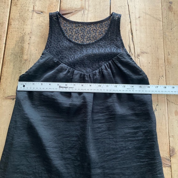 Eve Gravel sleeveless black satin dress with lace see trough yoke, size small - Picture 8 of 13